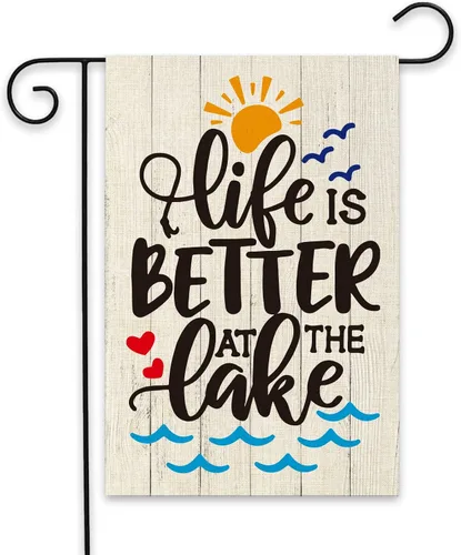 ShuanQ - Bandera de bienvenida de doble cara para el hogar, patio, exterior, lago, decoración de casa, Life is Better at the Lake para patio,