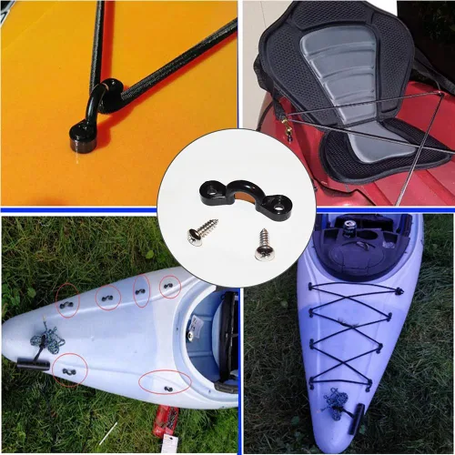 Miniatura 6 de Kit de 10 trabillas para kayak, kit de aparejo de cubierta de bucles de amarre para kayak, ojo de nailon y tornillos de acero inoxidable para canoa