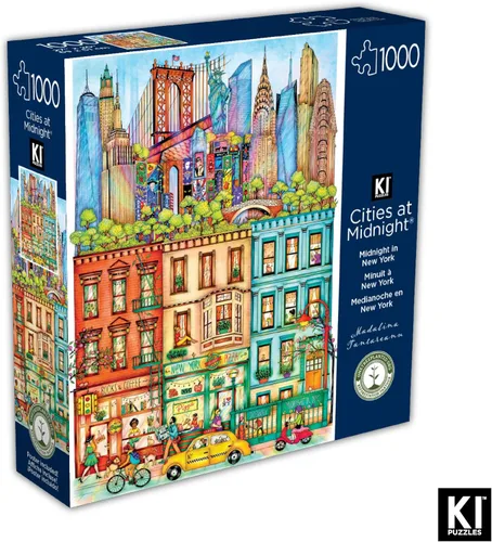 Miniatura 2 de Rompecabezas difícil y desafiante de 1000 piezas para adultos – Barcelona a medianoche por Madalina Tantareanu – Incluye Sagrada Familia, Park