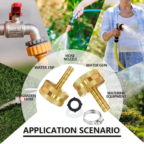Miniatura 7 de AOPANDA Conector de reparación de extremo de manguera de agua de latón macizo con púa de 1/4" x rosca GHT hembra de 3/4", incluye abrazaderas