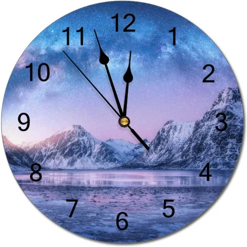 Miniatura 11 de Reloj de pared silencioso sin tictac de PVC, paisaje con hermosa puesta de sol en el campo C, funciona con pilas, 10 pulgadas (9.8 in), reloj