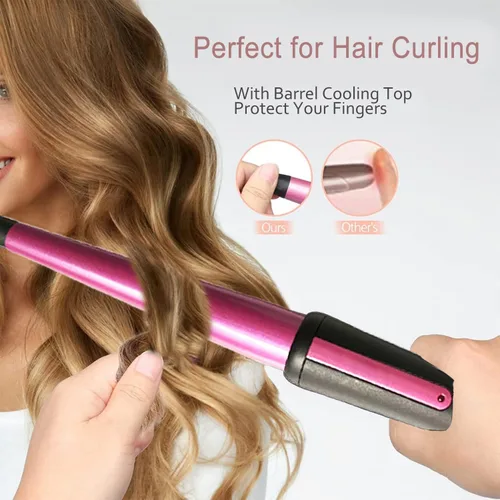 Miniatura 4 de Rizador de pelo, rizador cónico de 0.5 a 1 pulgadas, rizador de pelo profesional de cerámica con guante resistente al calor, doble voltaje (oro rosa)