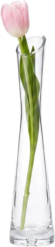 Miniatura 9 de Florero de cristal de 9.8 in de altura, florero decorativo transparente, jarrones de tallo único para decoración de Navidad en el hogar, boda
