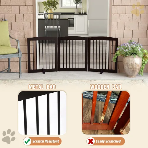 Miniatura 4 de PUPETPO Puerta independiente para mascotas para perros, puerta plegable de madera para perros para casa, puerta interior para perros para puertas