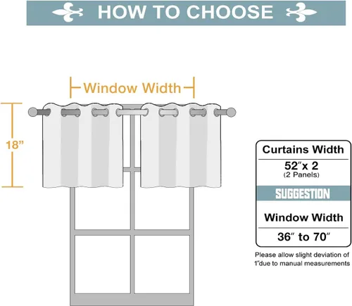 Miniatura 5 de ChrisDowa - Cortinas de cenefa pequeñas para cocina, cortinas cortas con ojales y aislamiento térmico para oscurecer la sala y habitación