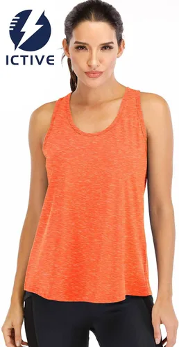 Miniatura 2 de ICTIVE - Camisetas sin magas para mujer, de ajuste holgado, espalda cruzada, de malla, para entrenamiento o correr