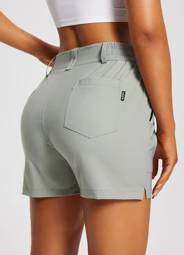 Miniatura 3 de BALEAF Pantalones cortos de senderismo de golf de 4.5 pulgadas para mujer, elásticos, de secado rápido, con bolsillos con cremallera, pantalones