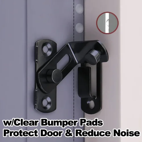 Miniatura 4 de Cerradura de puerta con perno de barril de 90 grados, cerradura de puerta de acero inoxidable grueso, pestillo de puerta corredera, con almohadillas