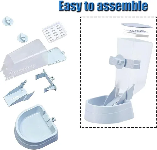 Miniatura 4 de Oncpcare Alimentador Automático para Jaula de Conejo de 1L, Plato de Comida, Recipiente para Animales Pequeños con Tapa para Conejo, Gato, Hurón