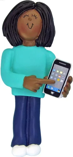 Miniatura 2 de Adorno personalizado para teléfono inteligente 2024 – Adornos de Navidad afroamericanos, regalos únicos, adornos de teléfono celular para árbol