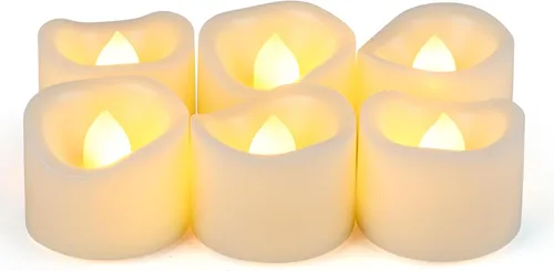 Miniatura 6 de 12 velas votivas LED parpadeantes sin llama a granel que funcionan con pilas/eléctricas, luces LED parpadeantes para té, velas falsas a granel