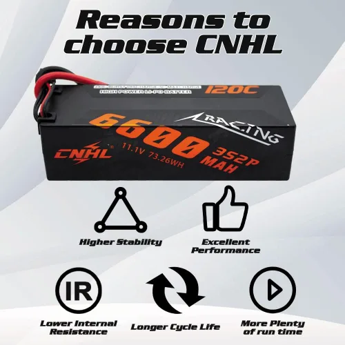 Miniatura 4 de CNHL 3S Lipo Battery 6600mAh Estuche rígido 120C 11.1V Batería RC con enchufe EC5 para 1/8 1/10 RC coche, camión, buggy barco (2 paquetes)