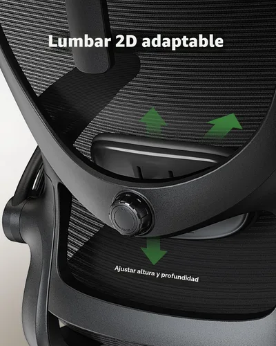 Miniatura 4 de Marsail - Silla ergonómica de oficina - Silla de escritorio con respaldo alto de malla y soporte lumbar ajustable, silla giratoria con ruedas, Negro