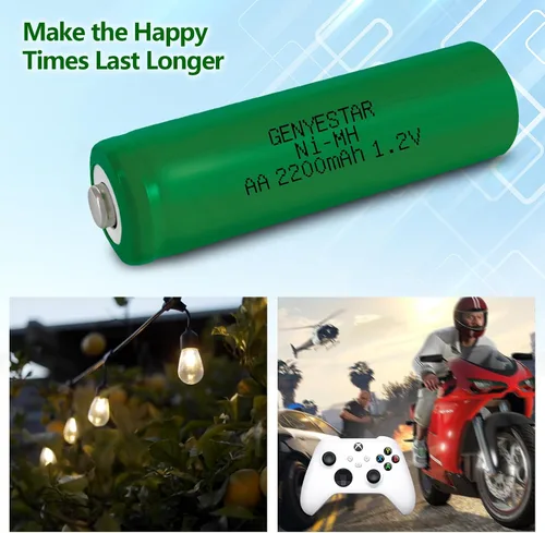 Miniatura 3 de Paquete de 4 baterías recargables AA Ni-MH, 1.2 V 2200 mAh de alta capacidad doble A con baja autodescarga, reemplazo precargado para dispositivos