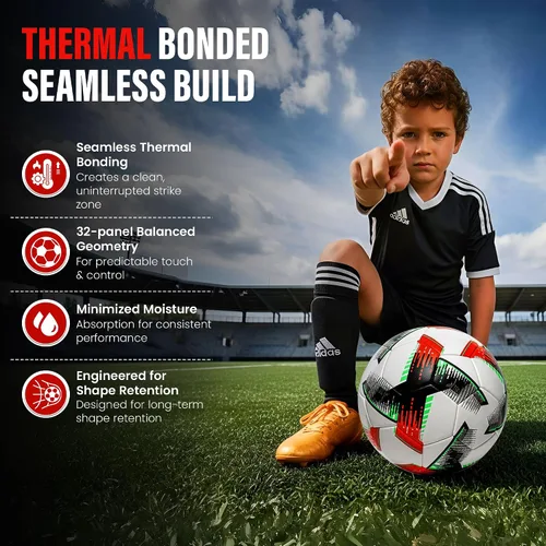 Miniatura 7 de Balón de fútbol profesional tamaño 4 y 5 – Pelota de entrenamiento y partido sin costuras para jóvenes, niños y adultos, piel sintética impermeable