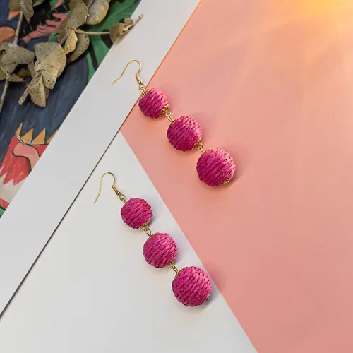 Miniatura 4 de Yanxyad Thread Ball Dangle Earrings Thread Dangle Earrings Soriee Drop Earrings Beaded Ball Ear Drop