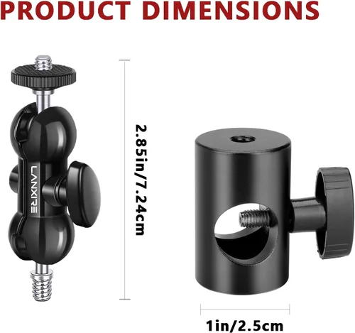 Miniatura 7 de Adaptador de montaje de soporte de luz con cabezal de bola doble, compatible con luz de anillo, se adapta al soporte de luz de cabeza plana, carga