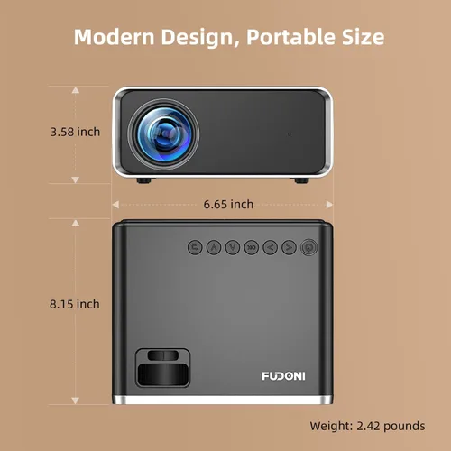 Miniatura 14 de FUDONI Proyector con WiFi y Bluetooth 4K compatible, proyectores de películas para exteriores mejorados de 18000L para exteriores Native 1080P FHD