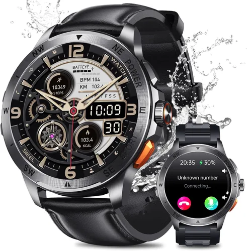 Relojes inteligentes para hombre para responder/hacer llamadas, reloj AMOLED de fitness de 1.43 pulgadas con monitor de presión arterial/frecuencia