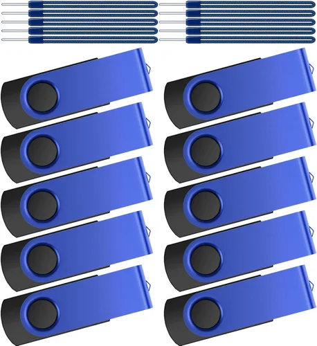 Miniatura 11 de Kepmem Unidades flash USB de 1 GB, paquete de 10 - Memorias USB 2.0 metálicas - Pendrive giratorio - Llavero portátil - Rojo