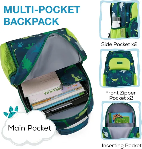 Miniatura 3 de Mommore - Juego de mochila para niños, mochila escolar ligera para niños, bolsa de libros primaria para estudiantes con correa para el pecho, 3