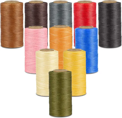 Miniatura 6 de Flexzion Hilo encerado, 284 yardas (853.0 ft), hilo de cera de poliéster 150D de 0.031 in para costura de cuero, encuadernación, costura