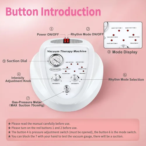 Miniatura 4 de Beauty Star Máquina de ventosas de terapia al vacío, cuerpo multifuncional, espalda, masaje facial, succión ajustable (0-70 cmHg) con 30 tazas y 3
