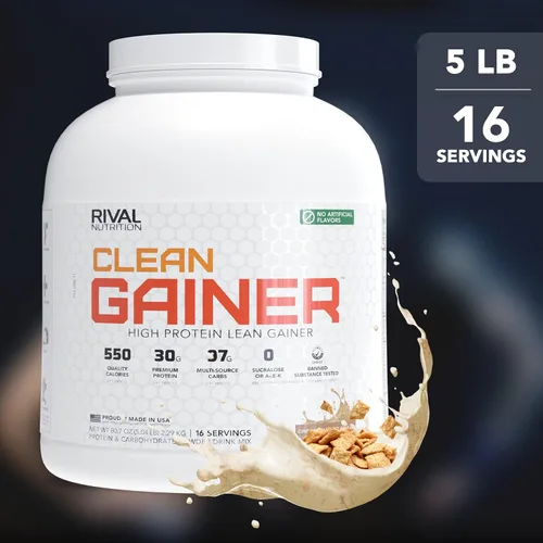 Miniatura 6 de Rival Nutrition Clean Gainer Proteína en Polvo – 5LB Cereal de Tostadas de Canela – Alta Proteína para Masa Magra y Ganador de Peso 550 Calorías