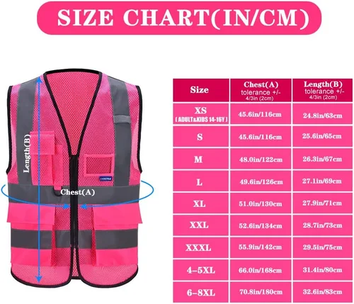 Miniatura 2 de A-SAFETY Chaleco reflectante de seguridad de malla de alta visibilidad con bolsillos y cremallera, chaleco de trabajo Hi Viz para hombres y mujeres