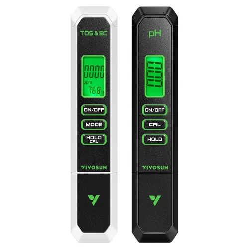 VIVOSUN Kits de medidor digital de pH y TDS, 0.01 pH de alta precisión tipo bolígrafo, medidor de pH con ± 2 % de precisión de lectura, 3 en 1,