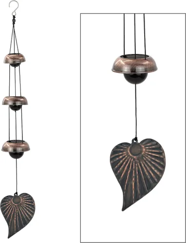 Miniatura 9 de ASTARIN Campanas de viento del Árbol de la Vida para exterior, Campana de viento de templo de cobre rojo con 3 campanas, Campana de viento de cobre