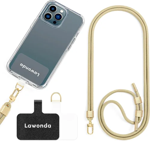 Miniatura 9 de Cordón universal cruzado para teléfono celular, cordón ajustable antirrobo para el cuello para iPhone 17 Pro Max, 2 parches de teléfono, Rosa