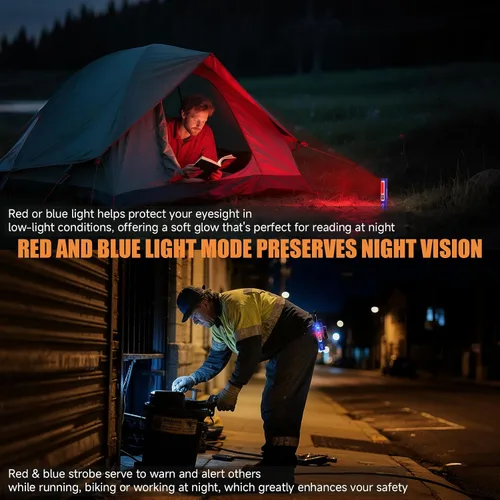Miniatura 8 de Banral Linternas tácticas recargables de alto lúmenes - Súper brillante pequeña y potente linterna LED magnética USB C, 8 modos, botón doble Azul