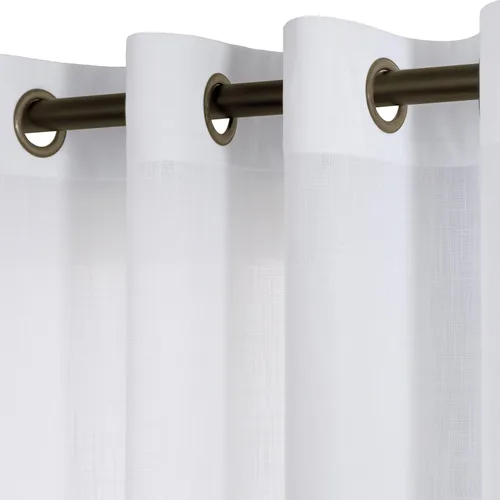 Miniatura 10 de KOUFALL Cortinas de lino azul piedra para dormitorio, 2 paneles de cortinas semitransparentes azul empolvado con ojales de bronce para sala
