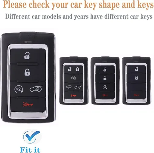 Miniatura 2 de TPU para Funda de Llavero de Jeep Compatible con Jeep Grand Cherokee L 2022 Grand Wagoneer 2022 Wagoneer 2022 Grand Cherokee L 2021 (5-B Negro)