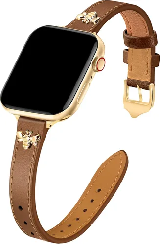 Miniatura 23 de JR.DM Correas de cuero delgadas compatibles con Apple Watch Band 1.496 in 1.575 in 1.614 in 1.654 in 1.732 in 1.772 in 1.811 in 1.929 in, correa