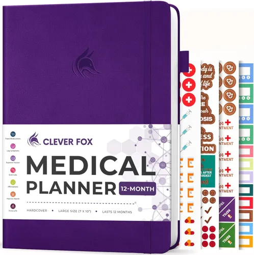 Miniatura 7 de Clever Fox Agenda médica grande de 12 meses – Cuaderno médico, diario de salud, diario de bienestar para rastrear la salud – 12 meses, 7 x 10.5