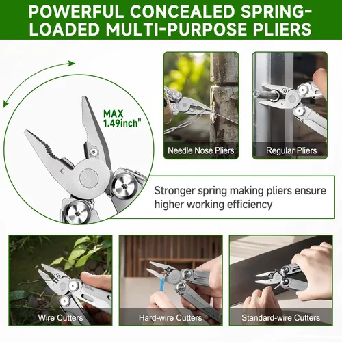 Miniatura 6 de NexTool Multiherramienta 14 en 1, alicates multiherramienta de acero inoxidable con cuchillo de bolsillo 80Cr14Mov, 2 seguros de seguridad y tijeras