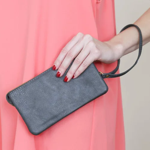 Miniatura 12 de RIAH FASHION Monedero convertible de piel sintética - Mini bolso de mano desmontable cadena bandolera correa soporte para teléfono