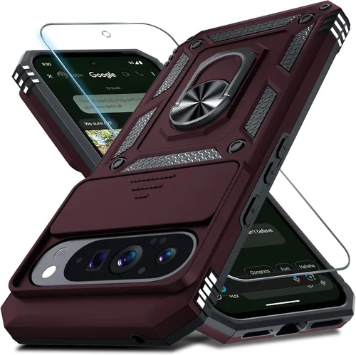 Miniatura 35 de Janmitta - Funda compatible con Google Pixel 9 Pro XL con cubierta deslizante para lente de cámara incorporada + protector de pantalla + soporte