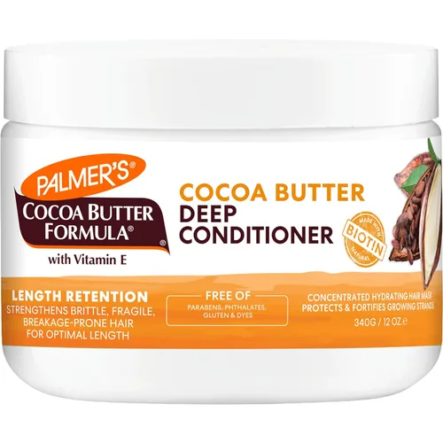 Palmer's Acondicionador profundo de retención de longitud de manteca de cacao y biotina, fortalece, nutre y restaura la elasticidad y el brillo,