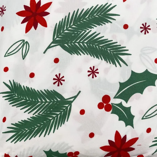 Miniatura 3 de Juego de sábanas de microfibra de bolsillo profundo de 4 piezas con diseño navideño de muérdago y flor de pascua, tamaño completo, verde rojo blanco