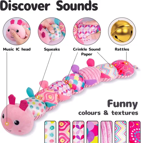 Miniatura 3 de Sumobaby - Juguetes de peluche musicales para bebés, con múltiples texturas sensoriales, sonajero y crujidos, para tiempo boca abajo, recién nacidos