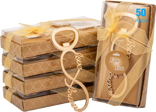 Boao Paquete de 50 abrebotellas Love Forever, recuerdos de fiesta de boda para invitados, despedidas de soltera, regalos de devolución, decoraciones