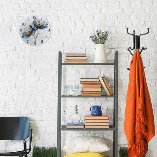 Miniatura 4 de Reloj de pared de amapola de maíz con flores azules, silencioso, sin tictac, funciona con pilas, 9.5 pulgadas para cocina, hogar, sala de estar