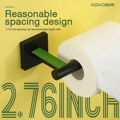Miniatura 4 de KOKOSIRI Soporte de papel higiénico para baño, soporte para rollo de papel higiénico, soporte Mega Rollos, acero inoxidable negro mate B2005BK