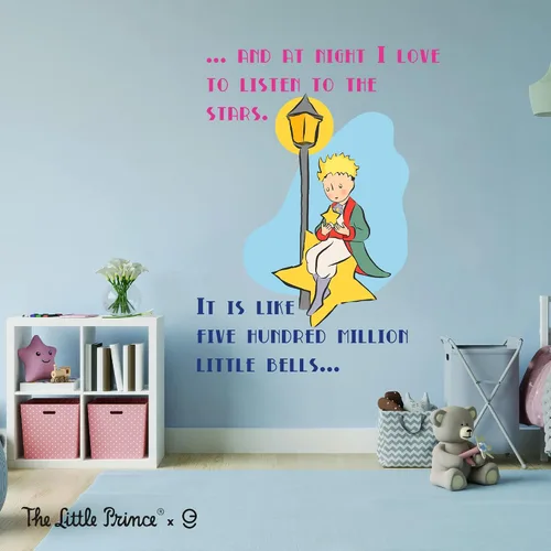 Miniatura 3 de EGD Decoración de pared para niños con cita de El Principito Calcomanía de pared para bebé niña y niño Azul, Blanco Estilo francés
