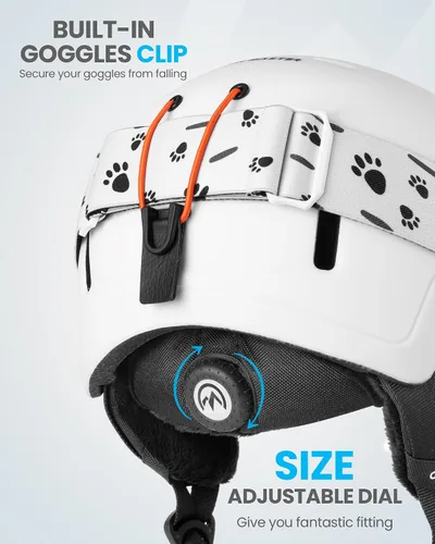 Miniatura 4 de OutdoorMaster - Juego de casco y gafas de esquí para niños, casco de snowboard, carcasa de PC duradera y espuma EPS, casco de nieve con 12 Blanco