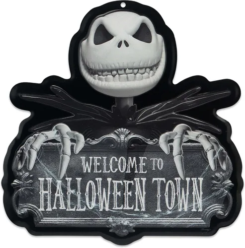 Miniatura 9 de Disney Haunted Mansion - Letrero de metal con texto en inglés «Beware of Hitchhiking Ghosts» – Decoración de pared de mansión embrujada espeluznante