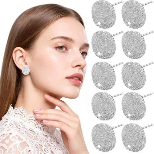Miniatura 11 de Milisten Postes de pendientes para la fabricación de joyas, 20 piezas de pendientes, 0.5 in de acero inoxidable redondo plano almohadilla en blanco